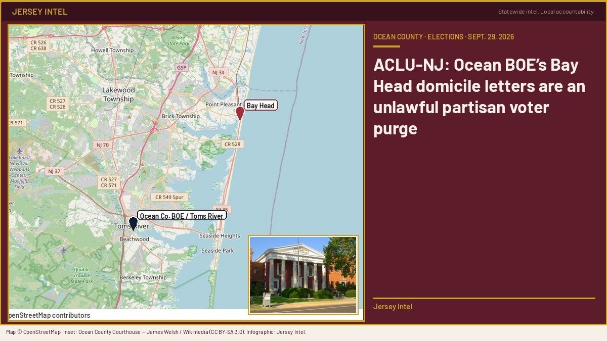 Jersey Intel infographic: ACLU-NJ Ocean County Bay Head domicile letters map and courthouse