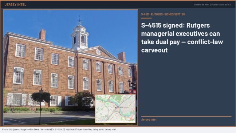 Sherrill signs S-4515: Rutgers managerial executives can take dual pay from affiliated nonprofits — conflict-law carveout