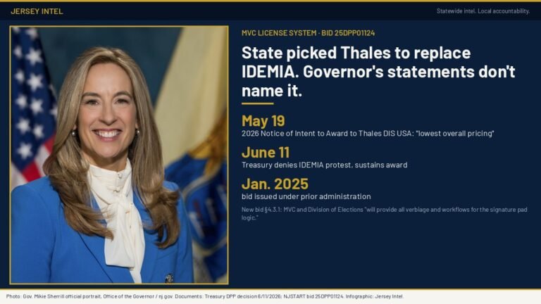 State picked Thales to replace MVC’s license-system vendor on lowest price in May. The governor’s voter-roll statements still don’t name it.